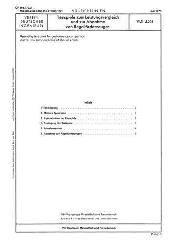 Produktabbildung: Testspiele zum Leistungsvergleich und zur Abnahme von Regalförderzeugen