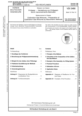 Produktabbildung: Messen von Gasen; Prüfgase; Herstellung von Prüfgasen durch manometrische Methoden