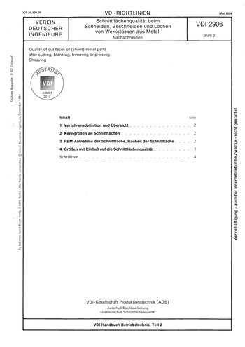 Produktabbildung: Schnittflächenqualität beim Schneiden, Beschneiden und Lochen von Werkstücken aus Metall; Nachschneiden