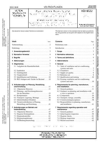 Produktabbildung: Raumlufttechnik, Raumluftqualität - Hygieneanforderungen an raumlufttechnische Anlagen und Geräte (VDI-Lüftungsregeln)