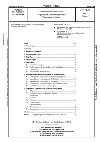 Produktabbildung: Barrierefreie Lebensräume - Allgemeine Anforderungen und Planungsgrundlagen