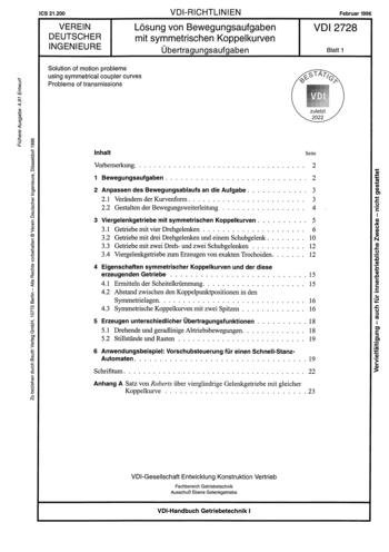 Produktabbildung: Lösung von Bewegungsaufgaben mit symmetrischen Koppelkurven - Übertragungsaufgaben