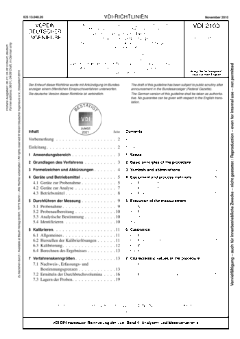 Produktabbildung: Messen gasförmiger Verbindungen in der Außenluft - Messen von Innenraumluftverunreinigungen - Gaschromatografische Bestimmung organischer Verbindungen - Aktive Probenahme durch Anreicherung auf Aktivkohle - Lösemittelextraktion