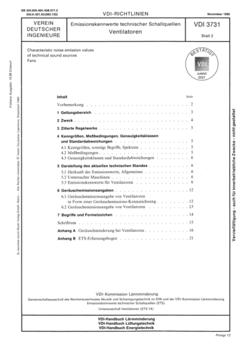 Produktabbildung: Emissionskennwerte technischer Schallquellen; Ventilatoren