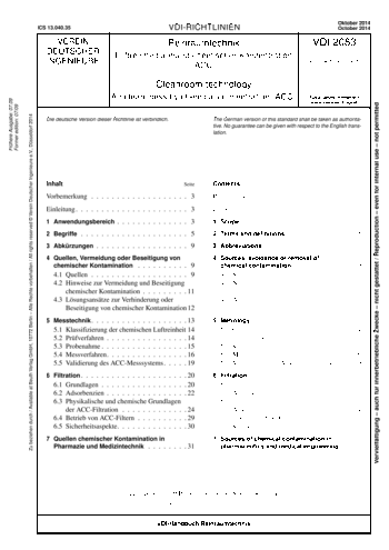 Produktabbildung: Reinraumtechnik - Luftreinheit anhand chemischer Konzentration (ACC)