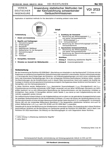 Produktabbildung: Anwendung statistischer Methoden bei der Kennzeichnung schwankender Geräuschimmissionen