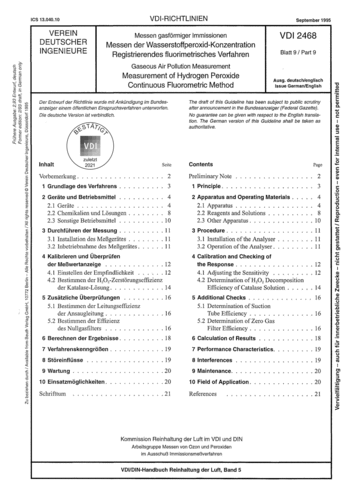 Produktabbildung: Messen gasförmiger Immissionen - Messen der Wasserstoffperoxid-Konzentration - Registrierendes fluorimetrisches Verfahren