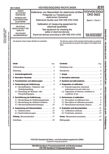 Produktabbildung: Kalibrieren von Messmitteln für elektrische Größen - Prüfgeräte zur Feststellung der elektrischen Sicherheit - Elektrische Geräte nach DIN VDE 0701-0702