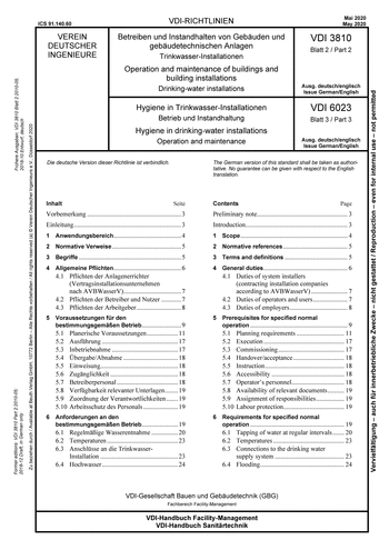 Produktabbildung: VDI 3810 Blatt 2: Betreiben und Instandhalten von Gebäuden und gebäudetechnischen Anlagen - Trinkwasser-Installationen - VDI 6023 Blatt 3: Hygiene in Trinkwasser-Installationen - Betrieb und Instandhaltung