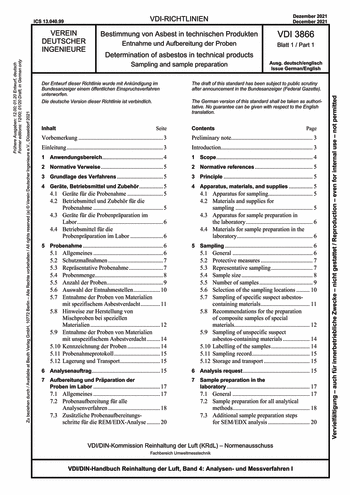 Produktabbildung: Bestimmung von Asbest in technischen Produkten - Entnahme und Aufbereitung der Proben