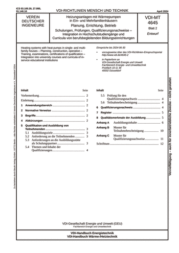 Produktabbildung: Heizungsanlagen mit Wärmepumpen in Ein- und Mehrfamilienhäusern - Planung, Errichtung, Betrieb - Schulungen, Prüfungen, Qualifizierungsnachweise - Integration in Hochschulstudiengänge und Curricula von berufsbegleitenden Bildungseinrichtungen