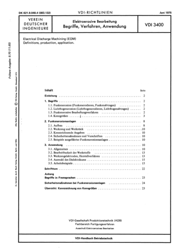 Produktabbildung: Elektroerosive Bearbeitung; Begriffe, Verfahren, Anwendung