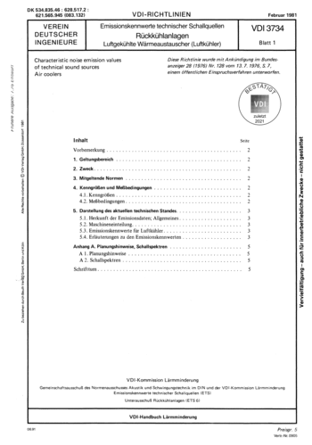 Produktabbildung: Emissionskennwerte technischer Schallquellen; Rückkühlanlagen; Luftgekühlte Wärmeaustauscher (Luftkühler)