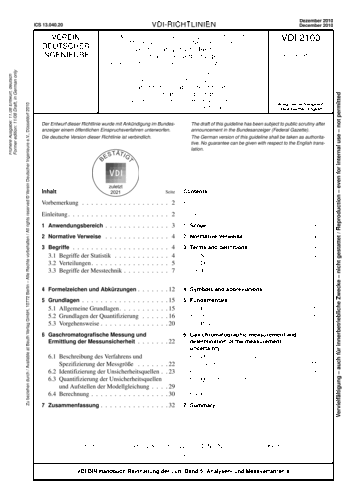 Produktabbildung: Messen gasförmiger Verbindungen in der Außenluft - Messen von Innenraumluftverunreinigungen - Gaschromatografische Bestimmung organischer Verbindungen - Praktische Anleitung zur Bestimmungder Messunsicherheit