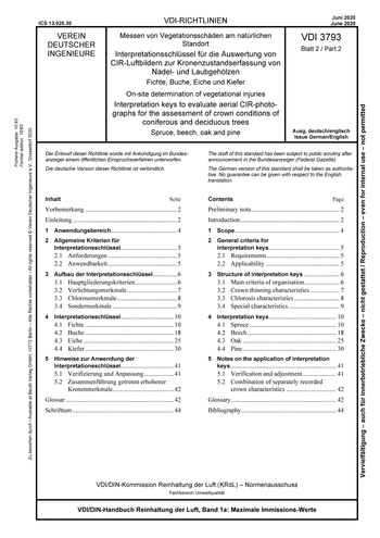 Produktabbildung: Messen von Vegetationsschäden am natürlichen Standort - Interpretationsschlüssel für die Auswertung von CIR-Luftbildern zur Kronenzustandserfassung von Nadel- und Laubgehölzen - Fichte, Buche, Eiche und Kiefer