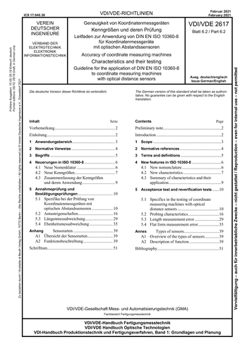 Produktabbildung: Genauigkeit von Koordinatenmessgeräten - Kenngrößen und deren Prüfung - Leitfaden zur Anwendung von DIN EN ISO 10360-8 für Koordinatenmessgeräte mit optischen Abstandssensoren