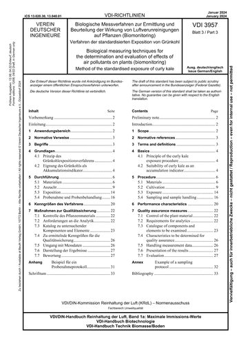 Produktabbildung: Biologische Messverfahren zur Ermittlung und Beurteilung der Wirkung von Luftverunreinigungen auf Pflanzen (Biomonitoring) - Verfahren der standardisierten Exposition von Grünkohl