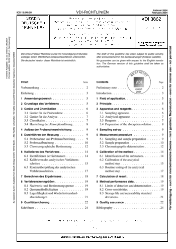 Produktabbildung: Messen gasförmiger Emissionen - Messen aliphatischer und aromatischer Aldehyde und Ketone nach dem DNPH-Verfahren - Gaswaschflaschen/Tetrachlorkohlenstoff-Methode