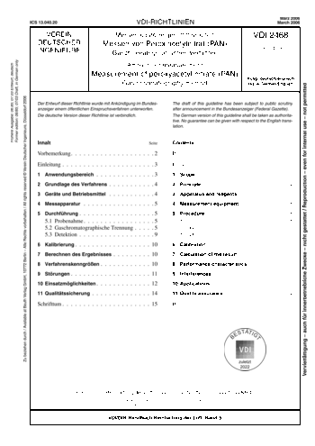 Produktabbildung: Messen gasförmiger Immissionen - Messen von Peroxiacetylnitrat (PAN) - Gaschromatographisches Verfahren