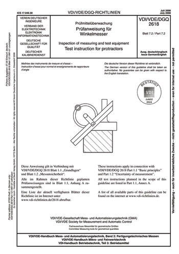 Produktabbildung: Prüfmittelüberwachung - Prüfanweisung für Winkelmesser