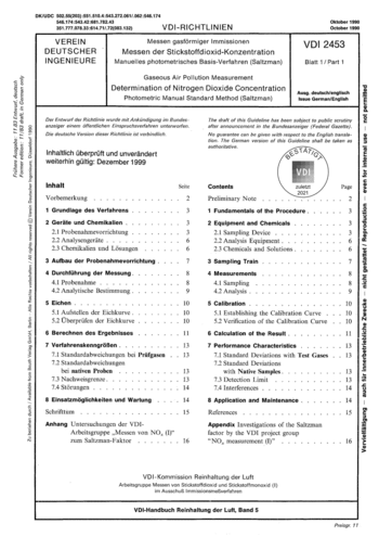 Produktabbildung: Messen gasförmiger Immissionen; Messen der Stickstoffdioxid-Konzentration; Manuelles photometrisches Basis-Verfahren (Saltzmann)