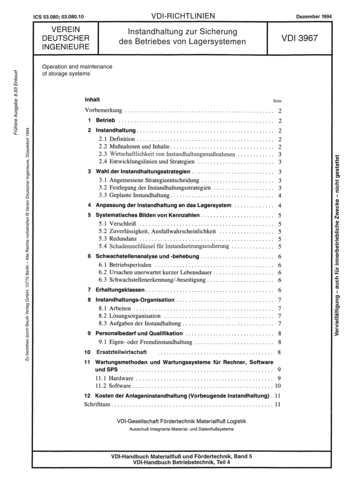 Produktabbildung: Instandhaltung zur Sicherung des Betriebes von Lagersystemen