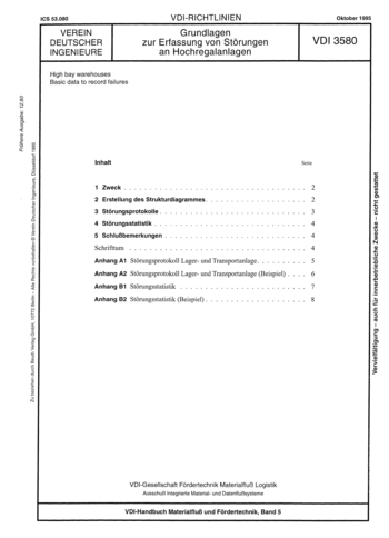 Produktabbildung: Grundlagen zur Erfassung von Störungen an Hochregalanlagen