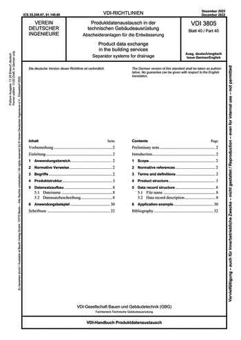 Produktabbildung: Produktdatenaustausch in der technischen Gebäudeausrüstung - Abscheideranlagen für die Entwässerung