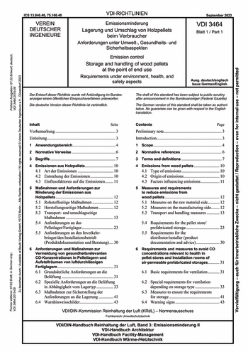 Produktabbildung: Emissionsminderung - Lagerung und Umschlag von Holzpellets beim Verbraucher - Anforderungen unter Umwelt-, Gesundheits- und Sicherheitsaspekten