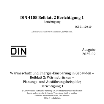 Produktabbildung: Wärmeschutz und Energie-Einsparung in Gebäuden - Beiblatt 2: Wärmebrücken - Planungs- und Ausführungsbeispiele; Berichtigung 1