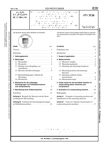 Produktabbildung: Messung und Beurteilung mechanischer Schwingungen von Hubkolbenmotoren und -kompressoren mit Leistungen über 100 kW - Ergänzung von DIN ISO 10816-6