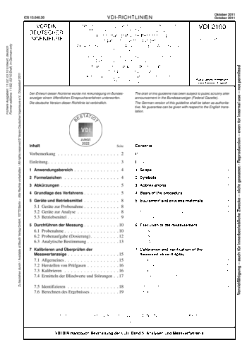 Produktabbildung: Messen gasförmiger Verbindungen in der Außenluft - Messen von Innenraumluftverunreinigungen - Gaschromatografische Bestimmung organischer Verbindungen - Aktive Probenahme durch Anreicherung auf Adsorbenzien - Thermodesorption