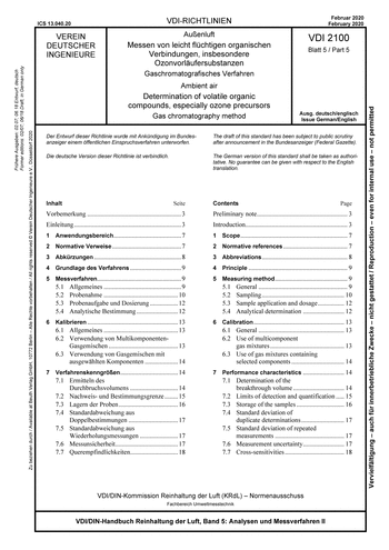 Produktabbildung: Außenluft - Messen von leicht flüchtigen organischen Verbindungen, insbesondere Ozonvorläufersubstanzen - Gaschromatografisches Verfahren