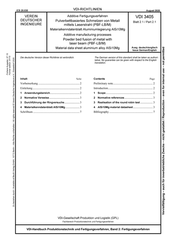 Produktabbildung: Additive Fertigungsverfahren - Pulverbettbasiertes Schmelzen von Metall mittels Laserstrahl (PBF-LB/M) - Materialkenndatenblatt Aluminiumlegierung AlSi10Mg