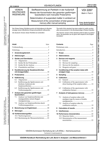 Produktabbildung: Stoffbestimmung an Partikeln in der Außenluft - Messen der Konzentration des gesamten gasförmigen Quecksilbers nach manueller Probenahme