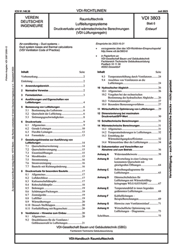 Produktabbildung: Raumlufttechnik - Luftleitungssysteme - Druckverluste und wärmetechnische Berechnungen (VDI-Lüftungsregeln)