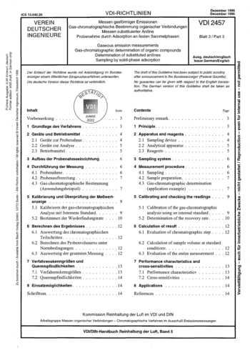 Produktabbildung: Messen gasförmiger Emissionen - Gas-chromatographische Bestimmung organischer Verbindungen - Messen substituierter Aniline - Probenahme durch Adsorption an festen Sammelphasen