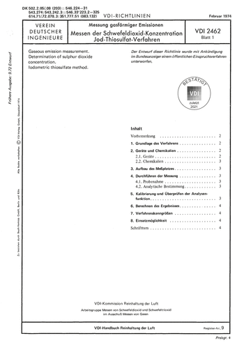 Produktabbildung: Messung gasförmiger Emissionen; Messen der Schwefeldioxid-Konzentration; Jod-Thiosulfat-Verfahren