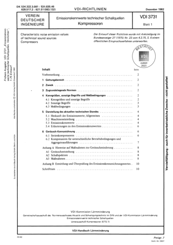 Produktabbildung: Emissionskennwerte technischer Schallquellen; Kompressoren