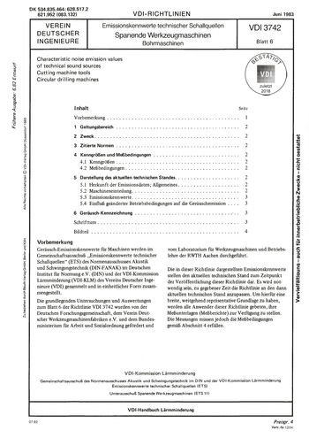 Produktabbildung: Emissionskennwerte technischer Schallquellen; Spanende Werkzeugmaschinen; Bohrmaschinen