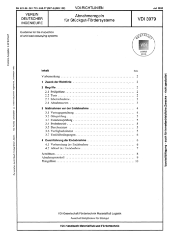 Produktabbildung: Abnahmeregeln für Stückgut-Fördersysteme