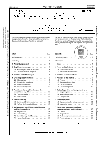 Produktabbildung: Messen von Partikeln - Staubmessung in strömenden Gasen - Messung der Emissionen von PM₁₀ und PM2,5 an geführten Quellen nach dem Impaktionsverfahren