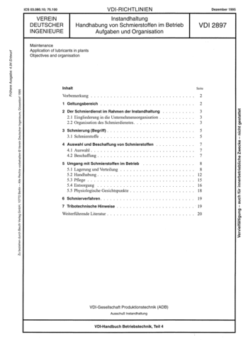 Produktabbildung: Instandhaltung - Handhabung von Schmierstoffen im Betrieb - Aufgaben und Organisation