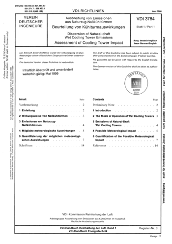 Produktabbildung: Ausbreitung von Emissionen aus Naturzug-Naßkühltürmen; Beurteilung von Kühlturmauswirkungen