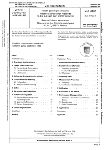 Produktabbildung: Messen gasförmiger Emissionen; Messen aliphatischer Aldehyde (C₁ bis C₃) nach dem MBTH-Verfahren