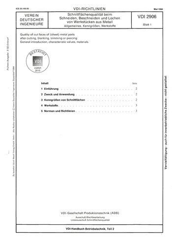 Produktabbildung: Schnittflächenqualität beim Schneiden, Beschneiden und Lochen von Werkstücken aus Metall; Allgemeines, Kenngrößen, Werkstoffe