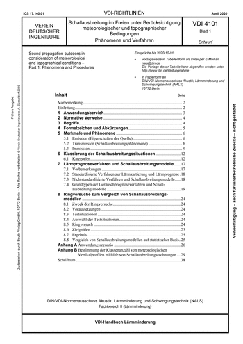 Produktabbildung: Schallausbreitung im Freien unter Berücksichtigung meteorologischer und topographischer Bedingungen - Blatt 1: Phänomene und Verfahren