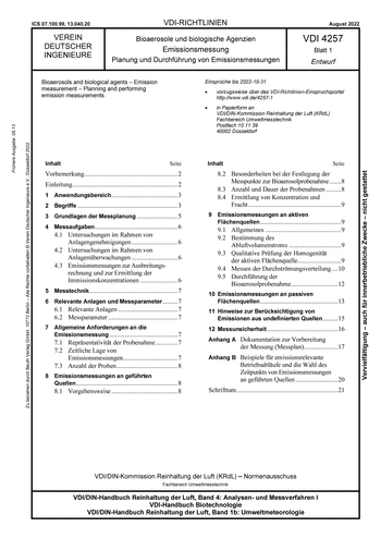 Produktabbildung: Bioaerosole und biologische Agenzien - Emissionsmessung - Planung und Durchführung von Emissionsmessungen