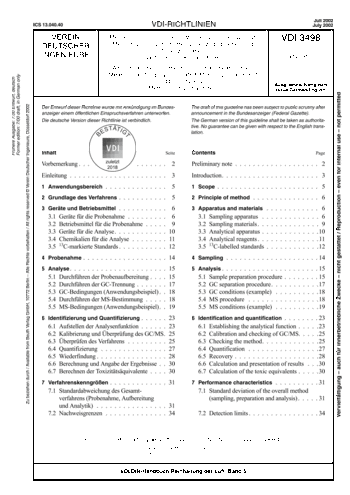 Produktabbildung: Messen von Immissionen - Messen von Innenraumluft - Messen von polychlorierten Dibenzo-p-dioxinen und Dibenzofuranen; Verfahren mit kleinem Filter