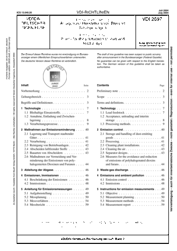 Produktabbildung: Emissionsminderung - Anlagen zur Herstellung von Blei und Bleilegierungen